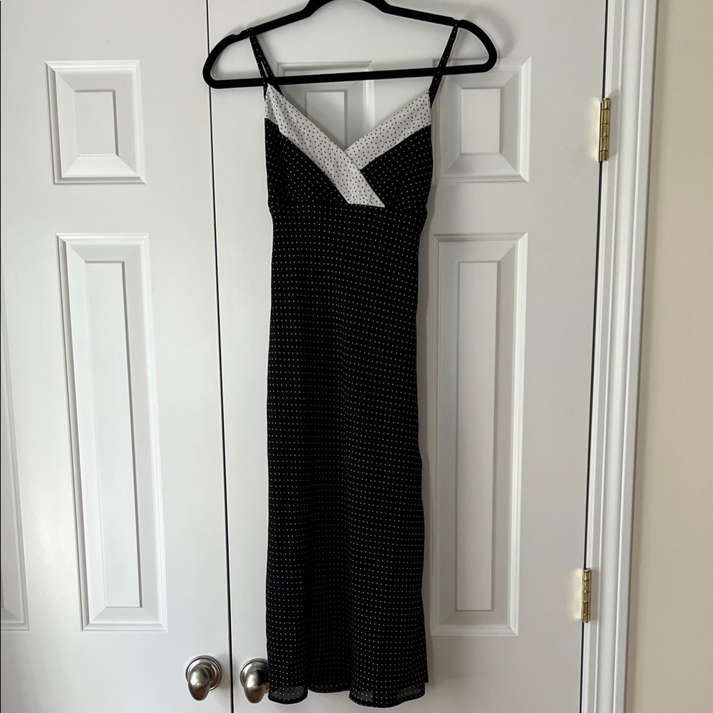 Elegant Vintage Black and White Polka Dot Dress